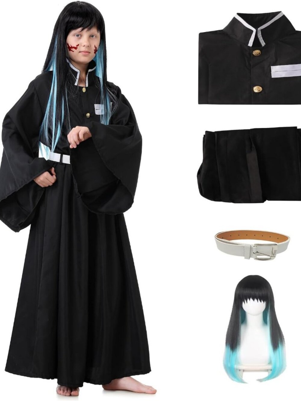 Adult Kimono Cosplay Costume Set for Halloween | Full Outfit with Wig